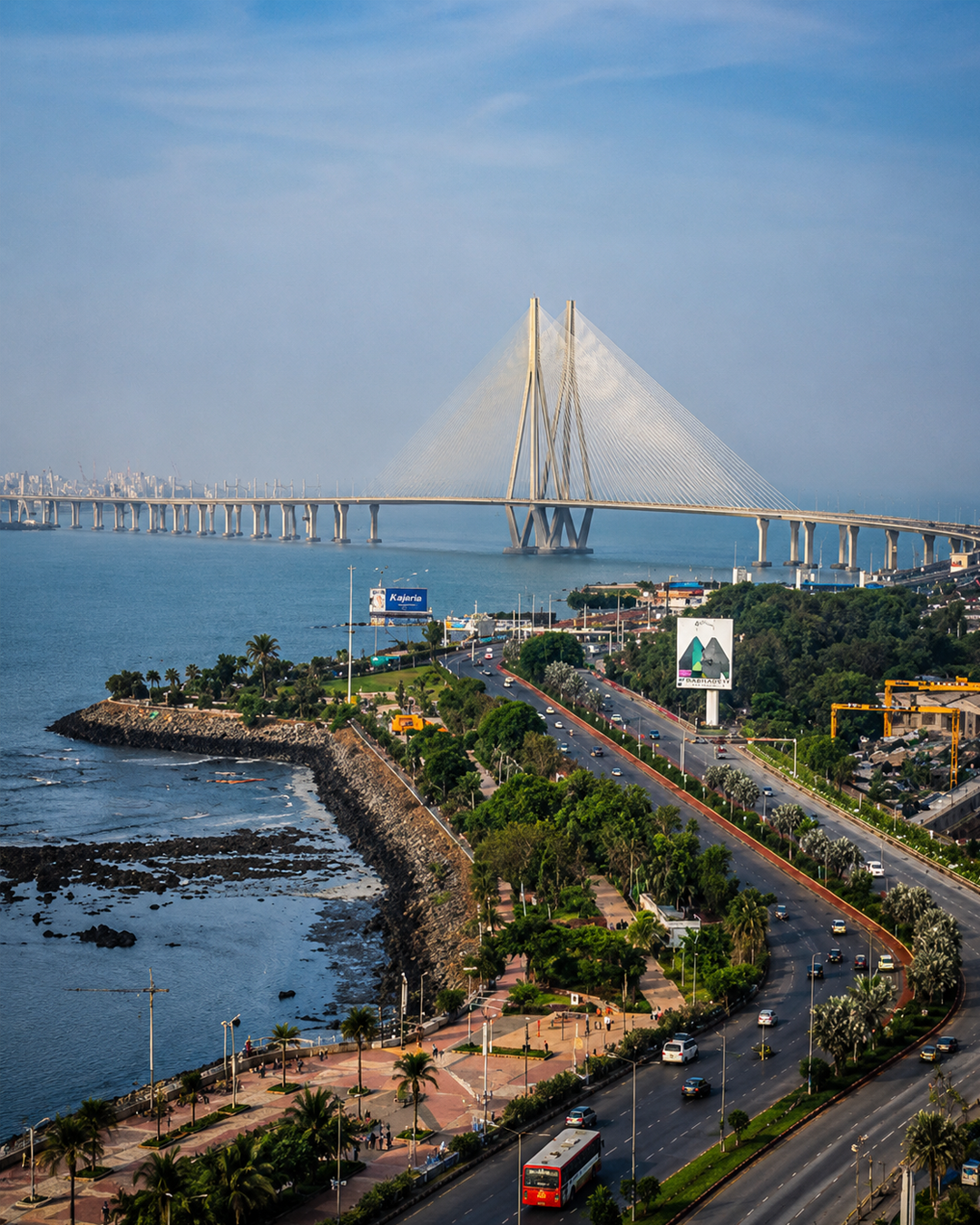 Bandra-Worli Sea Link and the Bandra Reclamation coastline